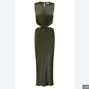 GIORGIA TWIST FRONT SLEEVELESS MIDI DRESS - FOREST